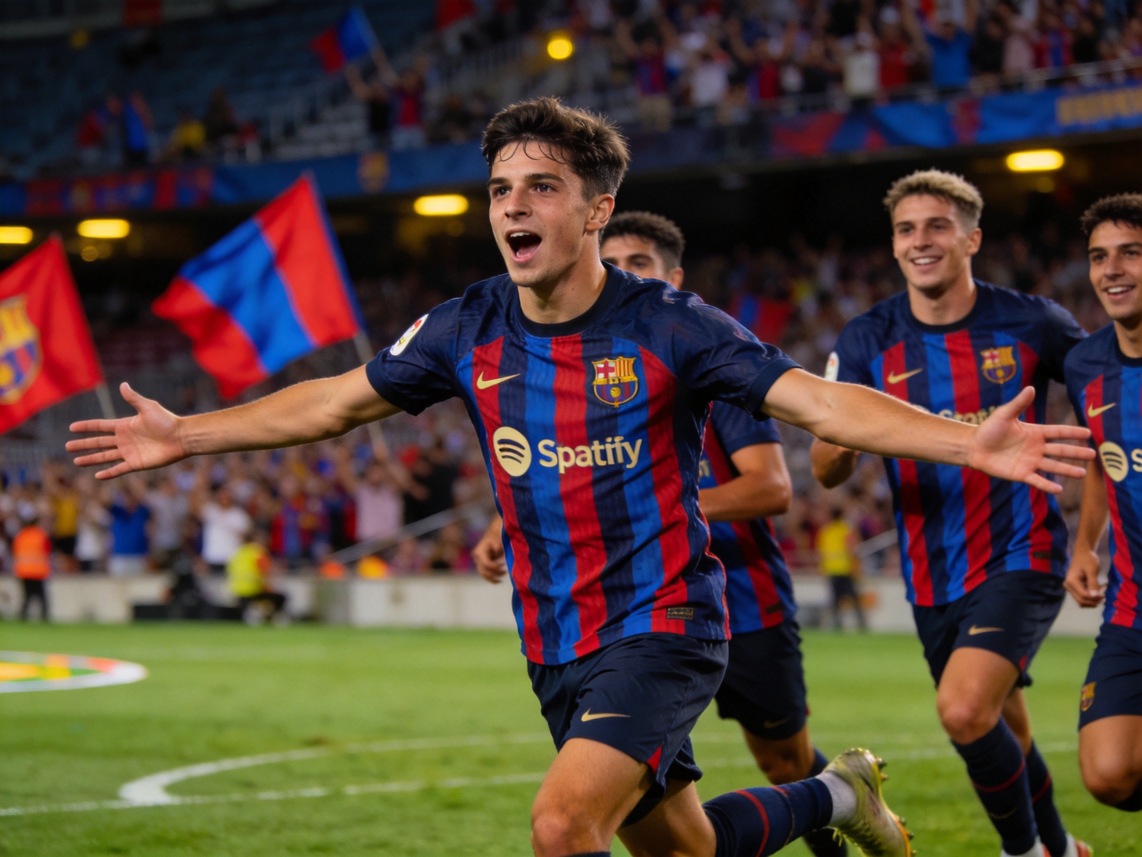 巴萨亚马尔庆祝进球精彩瞬间